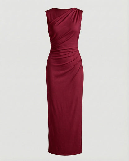 Women's Satin Maxi Dress with Draping