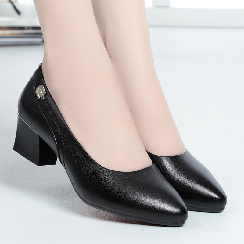 Ladies Comfortable Pumps with Elegant Block Heel and Fashionable Decorative Detail Eva