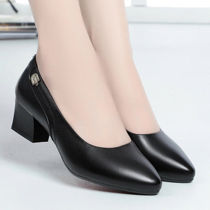 Ladies Comfortable Pumps with Elegant Block Heel and Fashionable Decorative Detail Eva