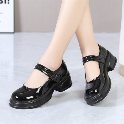 Women Mary Jane shoes with fashionable buckle accent and comfortable block heel Eva
