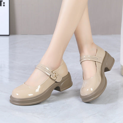 Women Mary Jane shoes with fashionable buckle accent and comfortable block heel Eva