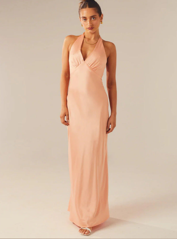 Women Elegant Wrap Dress with V-Neck and Narrow, Flowing Cut Eva