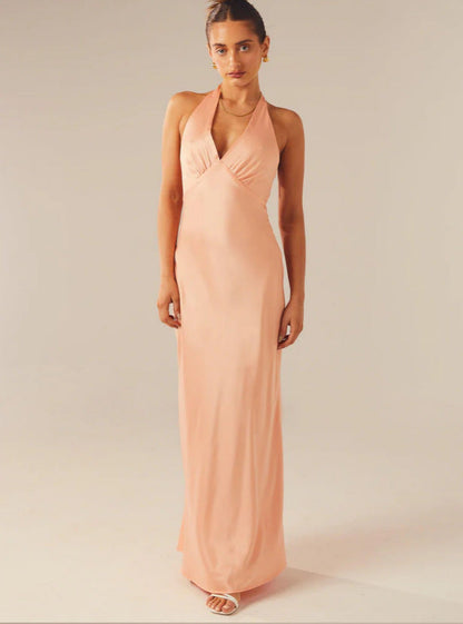 Women Elegant Wrap Dress with V-Neck and Narrow, Flowing Cut Eva