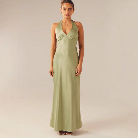 Women Elegant Wrap Dress with V-Neck and Narrow, Flowing Cut Eva