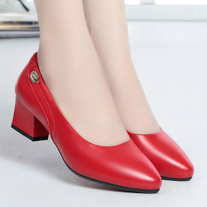 Ladies Comfortable Pumps with Elegant Block Heel and Fashionable Decorative Detail Eva