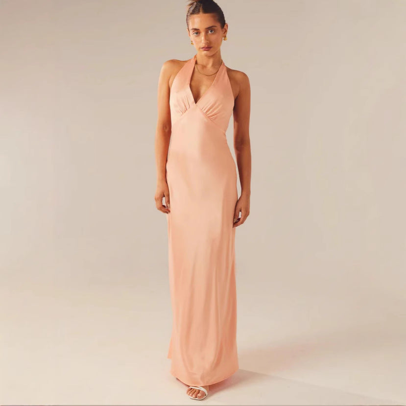 Women Elegant Wrap Dress with V-Neck and Narrow, Flowing Cut Eva