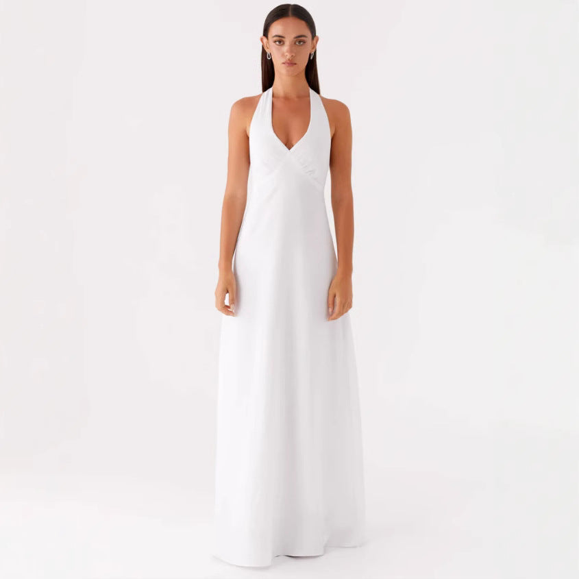 Women Elegant Wrap Dress with V-Neck and Narrow, Flowing Cut Eva