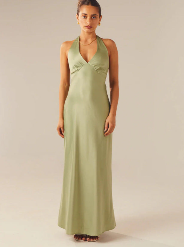 Women Elegant Wrap Dress with V-Neck and Narrow, Flowing Cut Eva