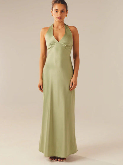 Women Elegant Wrap Dress with V-Neck and Narrow, Flowing Cut Eva