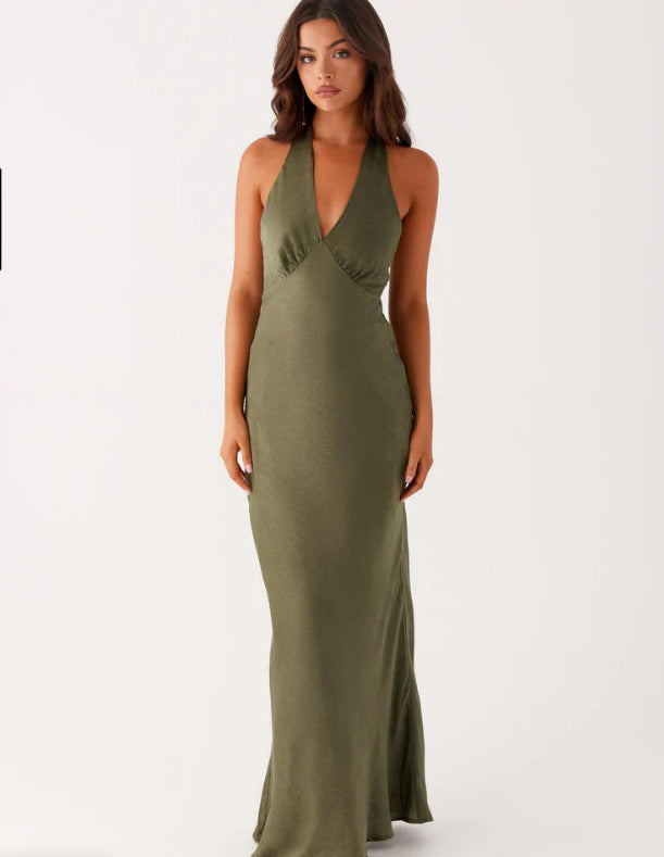 Women Elegant Wrap Dress with V-Neck and Narrow, Flowing Cut Eva