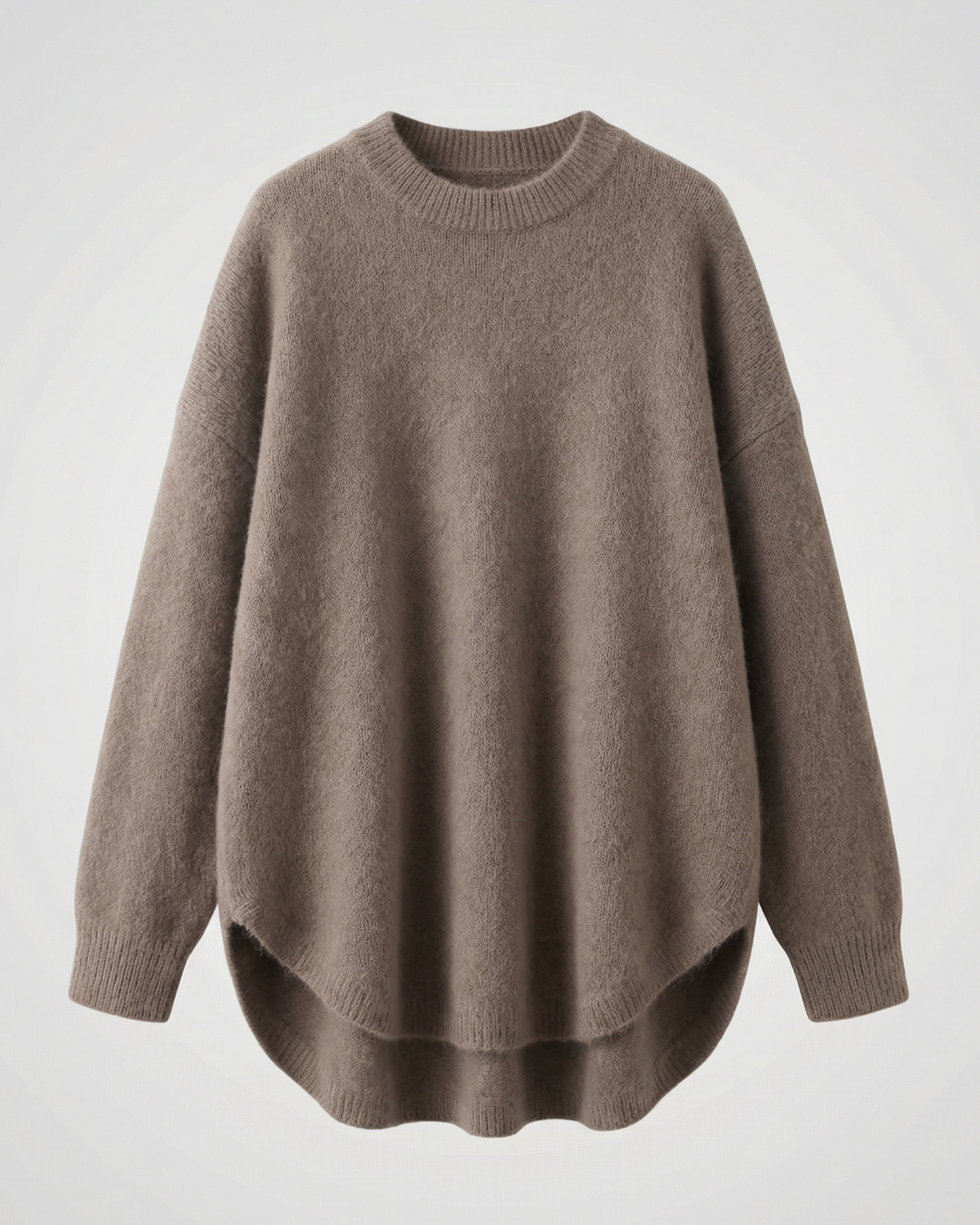 oversized autumn sweater with mid-length cut and relaxed cozy fit