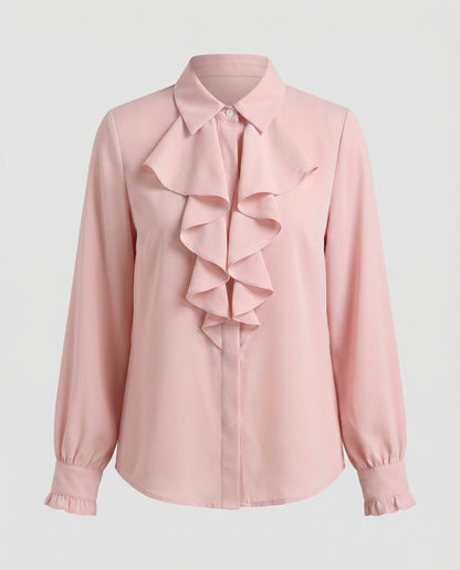 ruffle blouse with elegant feminine fit and decorative detailing