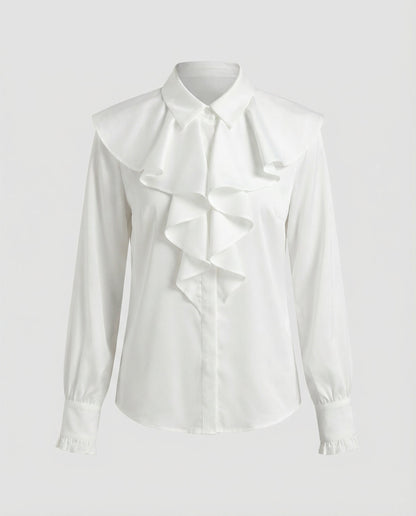 ruffle blouse with elegant feminine fit and decorative detailing