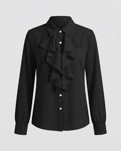 ruffle blouse with elegant feminine fit and decorative detailing