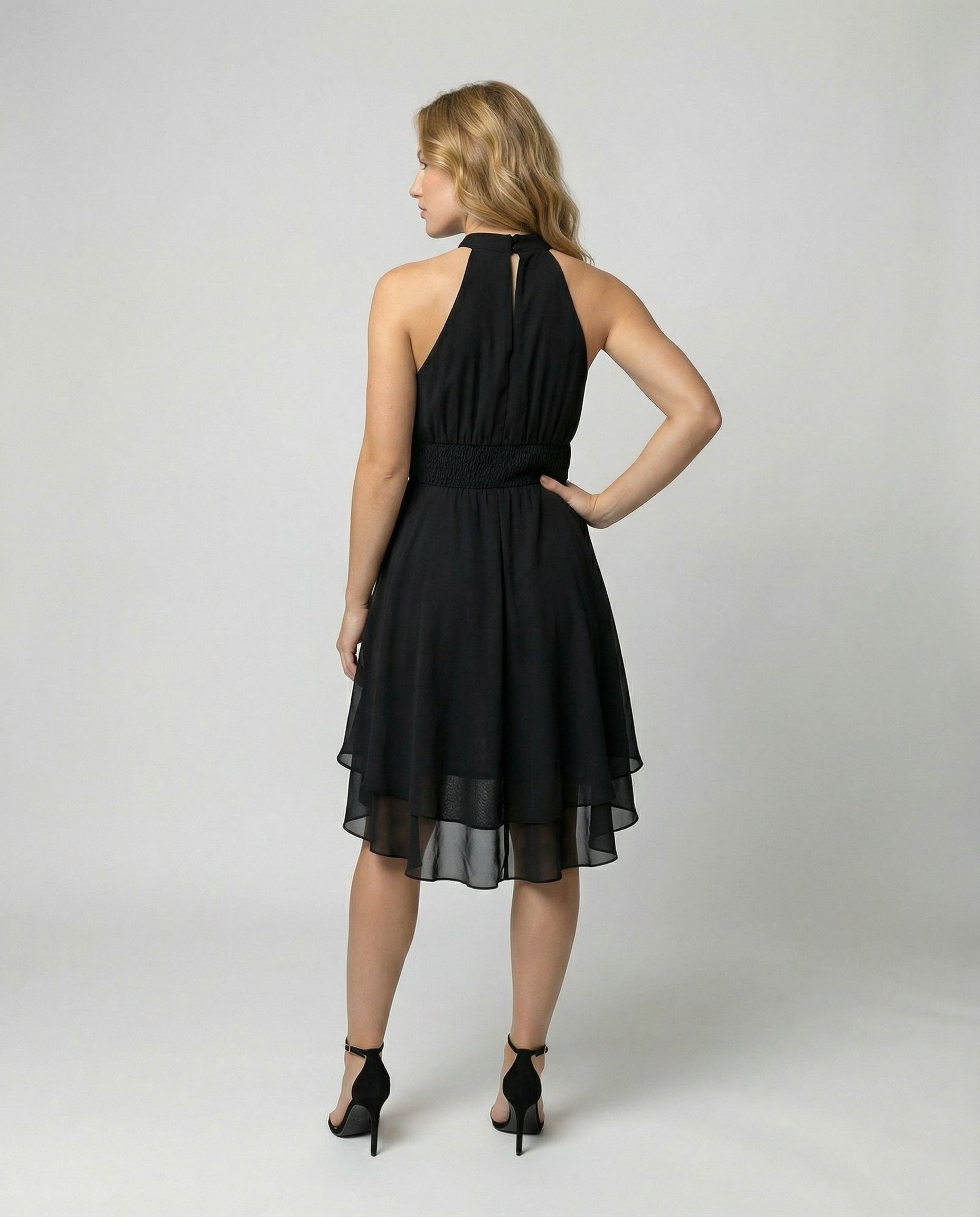 ruffle summer dress with light flowing silhouette and feminine detailing