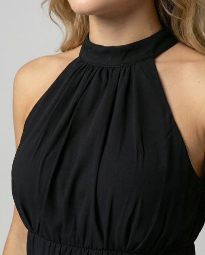 ruffle summer dress with light flowing silhouette and feminine detailing