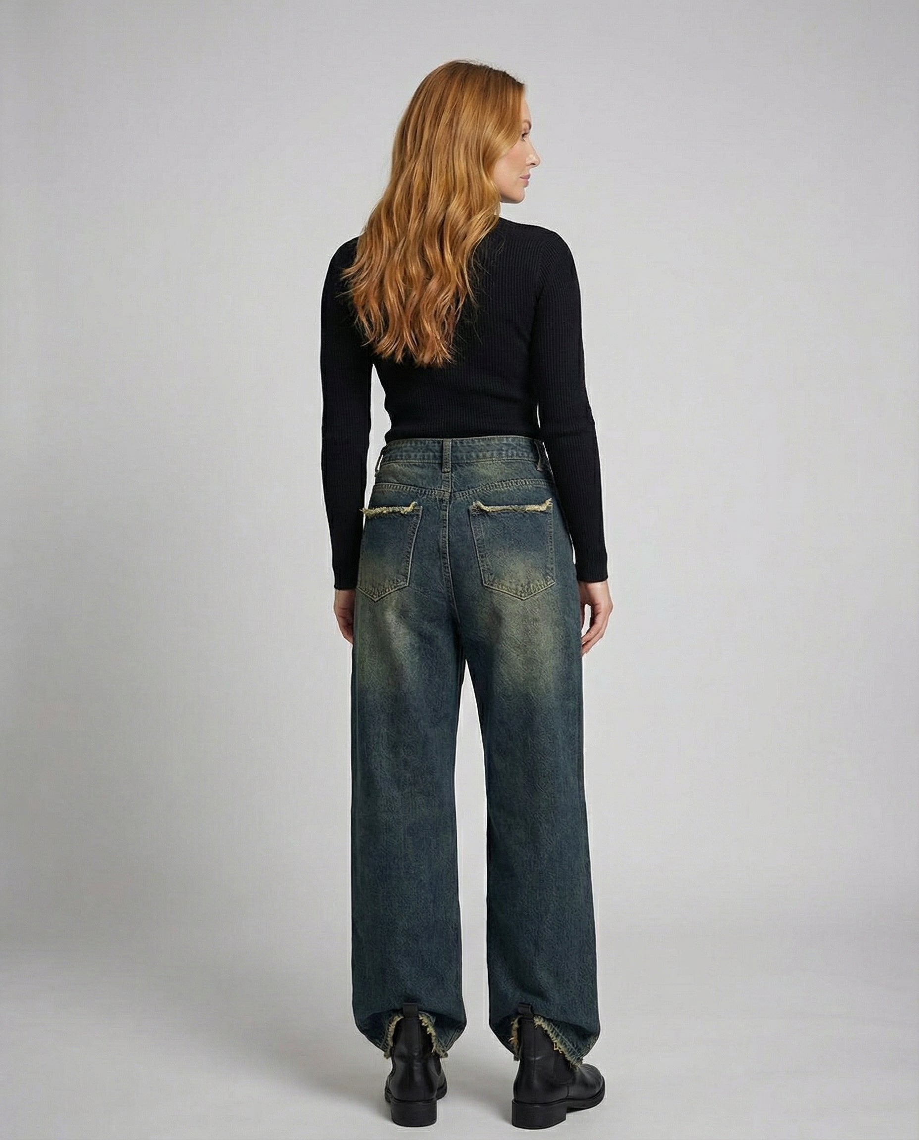 vintage baggy jeans with relaxed retro fit and high-rise waist