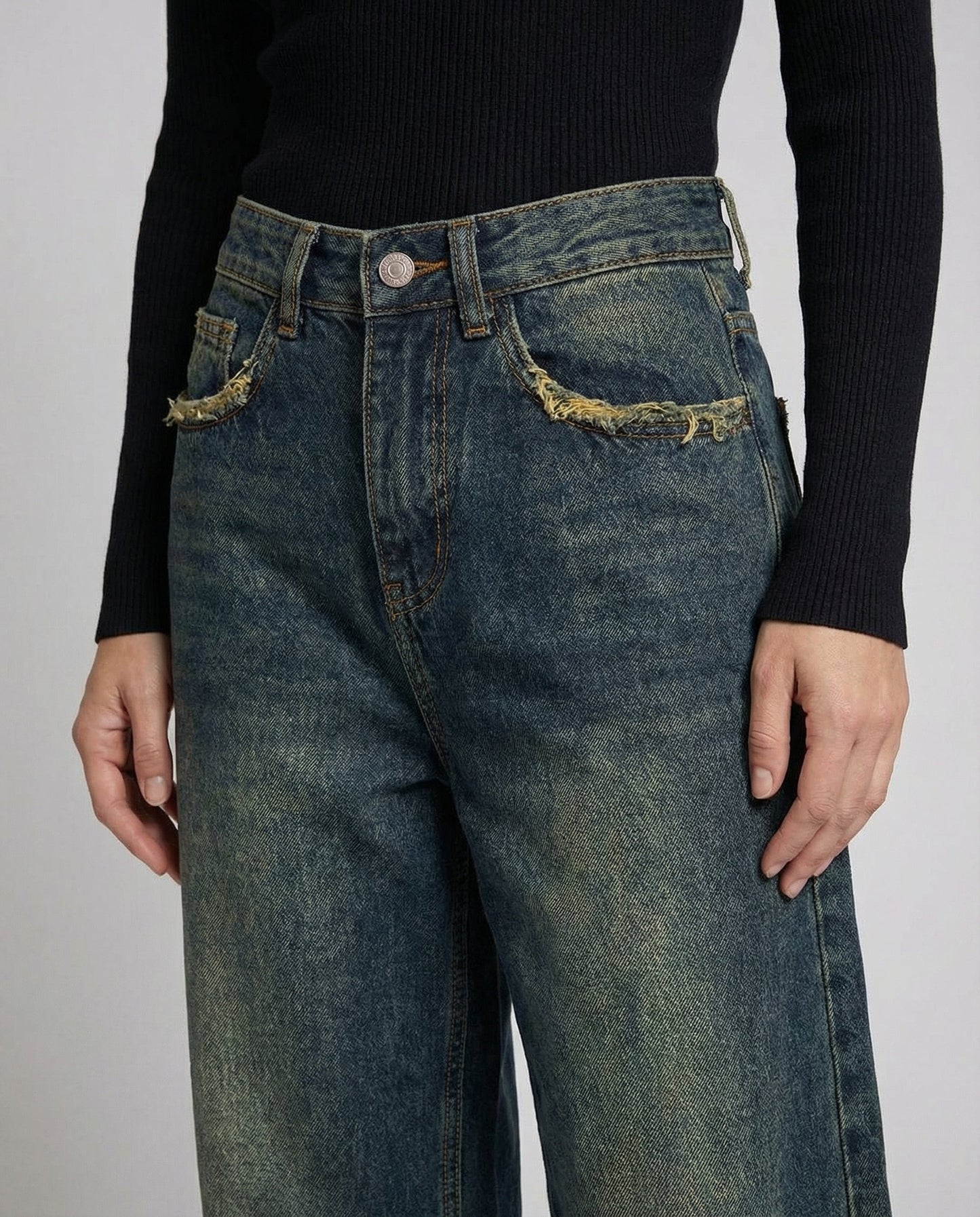 vintage baggy jeans with relaxed retro fit and high-rise waist