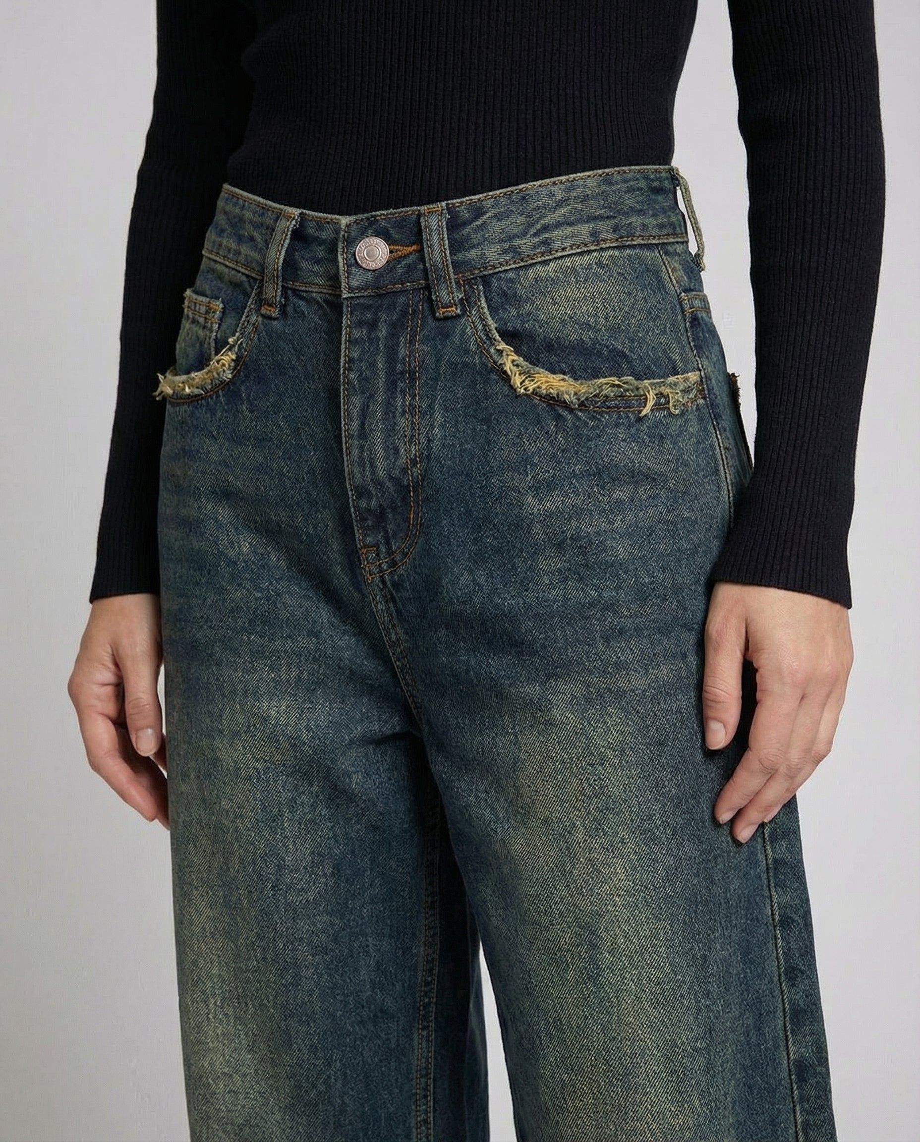 vintage baggy jeans with relaxed retro fit and high-rise waist