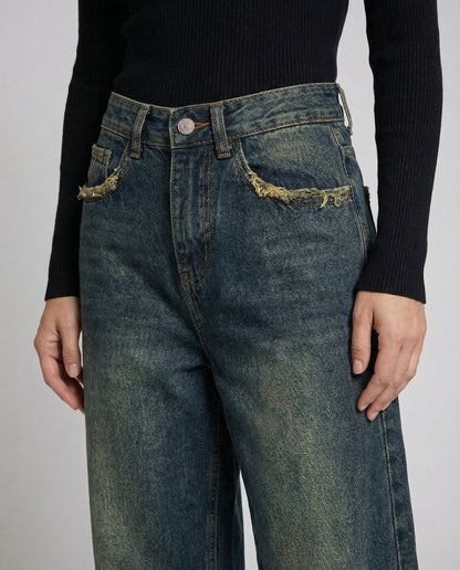 vintage baggy jeans with relaxed retro fit and high-rise waist