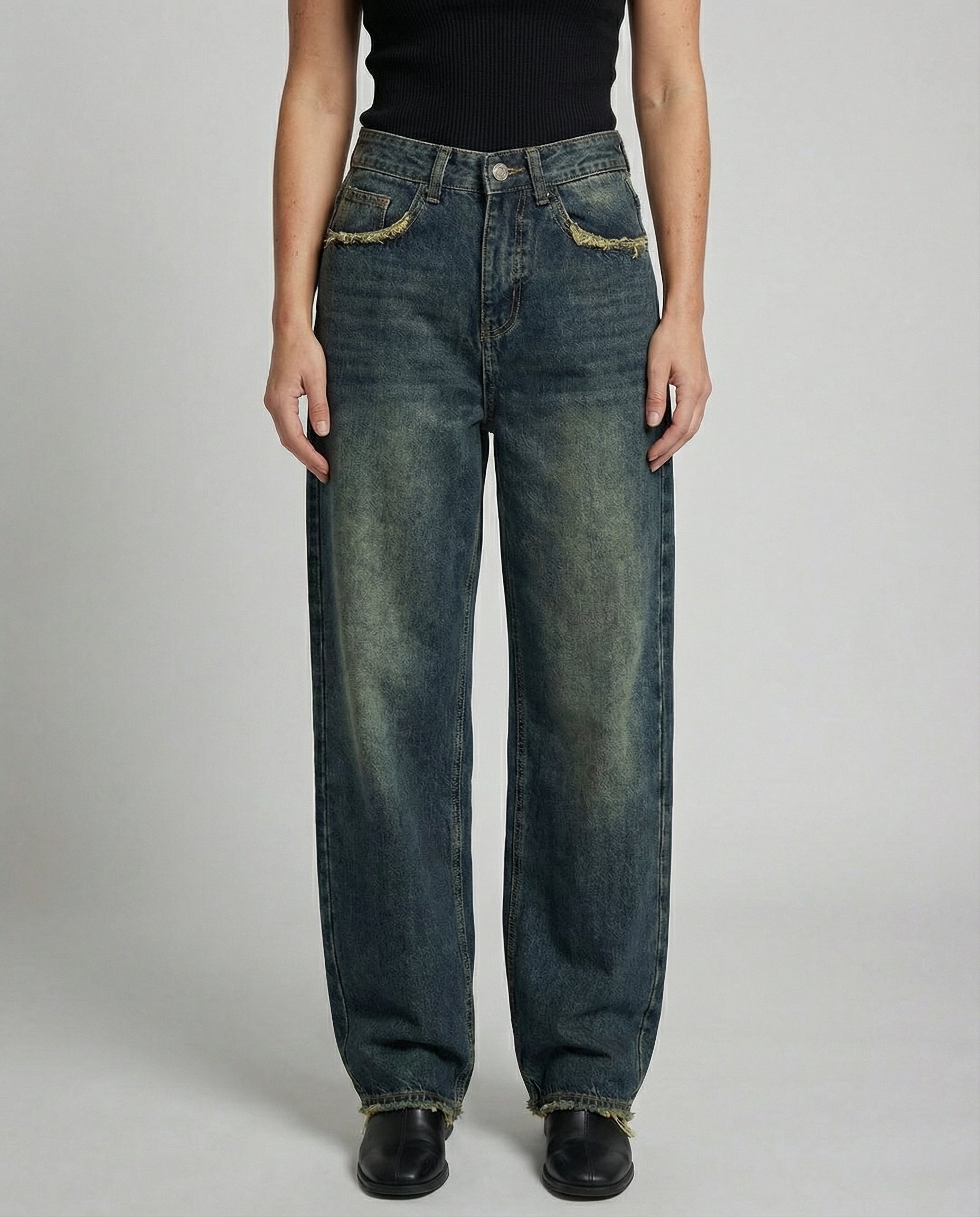 vintage baggy jeans with relaxed retro fit and high-rise waist