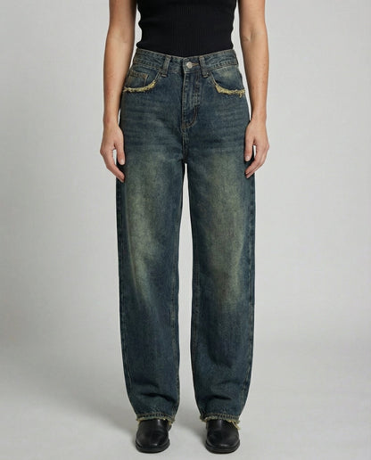 vintage baggy jeans with relaxed retro fit and high-rise waist