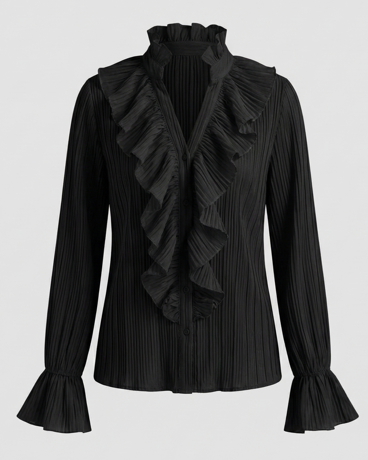 ruched blouse with refined feminine fit and long sleeves