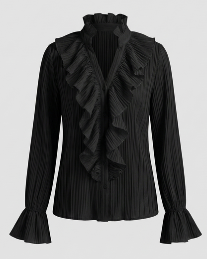 ruched blouse with refined feminine fit and long sleeves