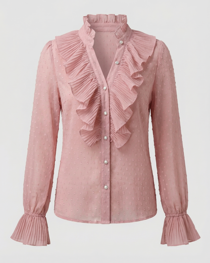 ruched blouse with refined feminine fit and long sleeves
