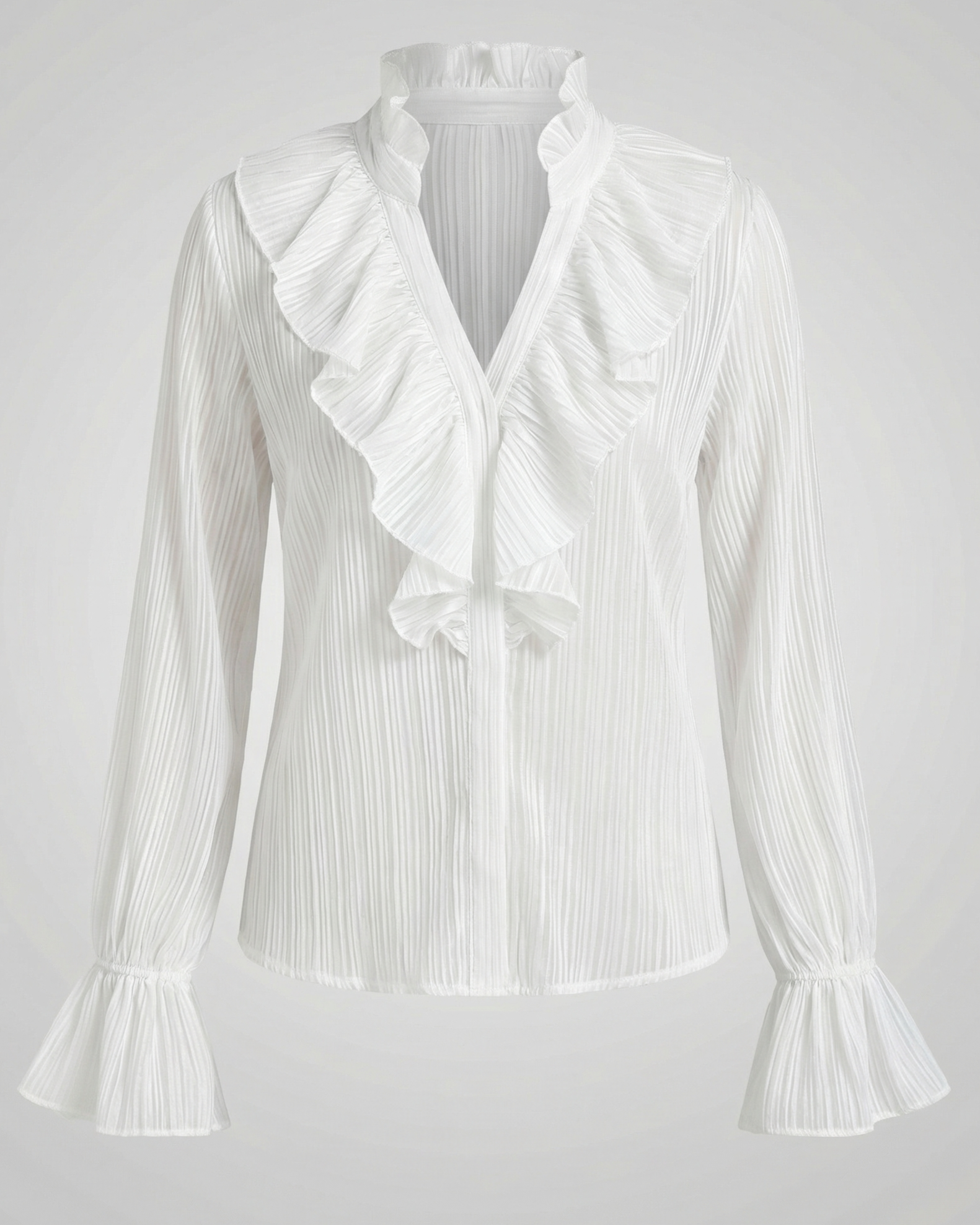 ruched blouse with refined feminine fit and long sleeves
