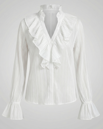 ruched blouse with refined feminine fit and long sleeves
