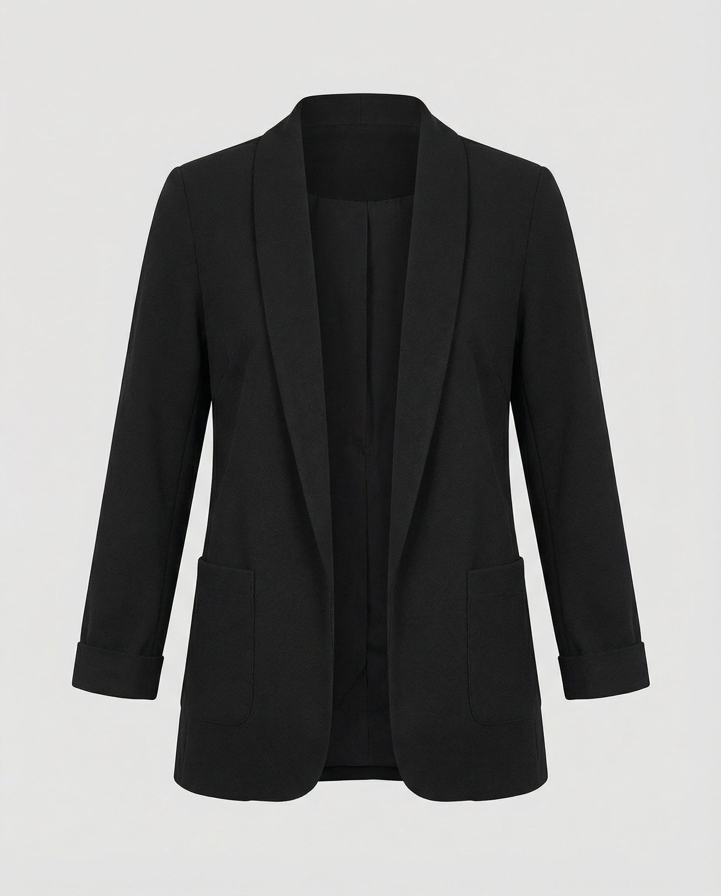 fitted elegant blazer with open-front design and tailored silhouette