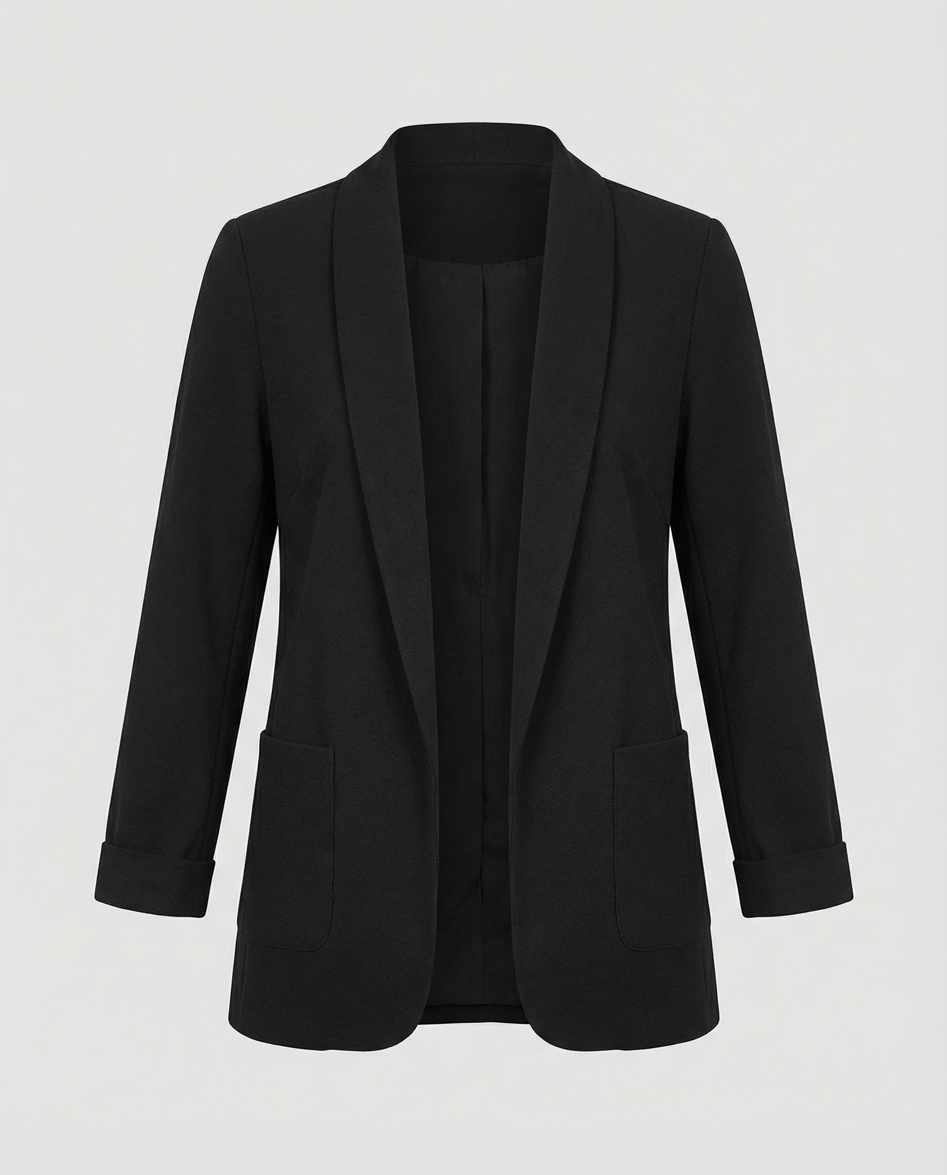 fitted elegant blazer with open-front design and tailored silhouette
