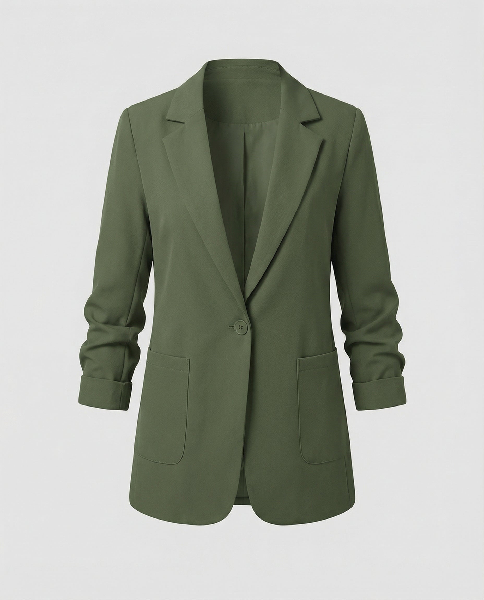 slim-fit blazer with tailored structured design and classic button front