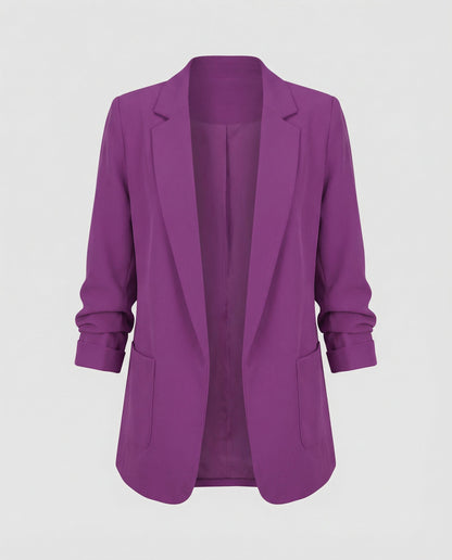 slim-fit blazer with tailored structured design and classic button front