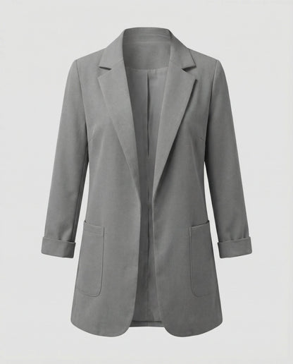 fitted elegant blazer with open-front design and tailored silhouette