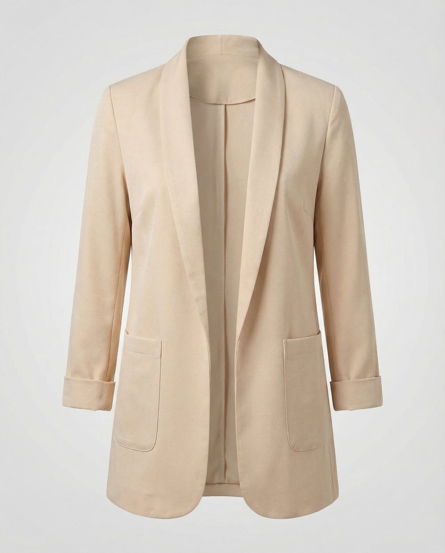 fitted elegant blazer with open-front design and tailored silhouette