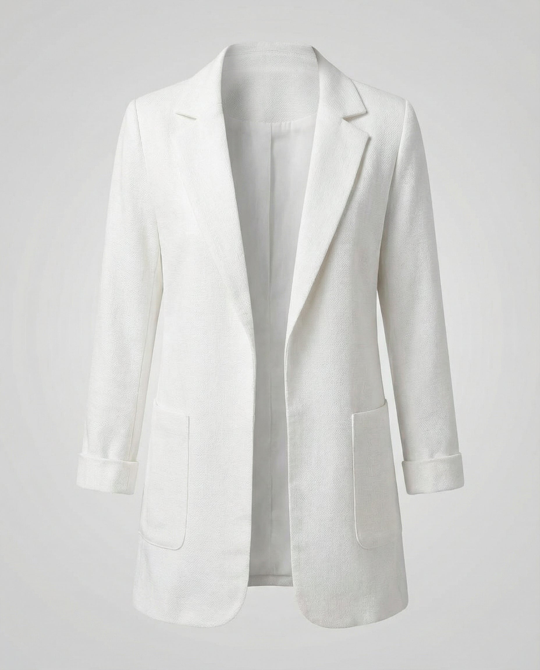 fitted elegant blazer with open-front design and tailored silhouette