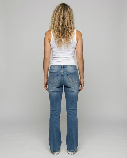 flared jeans with relaxed fit and vintage-inspired silhouette