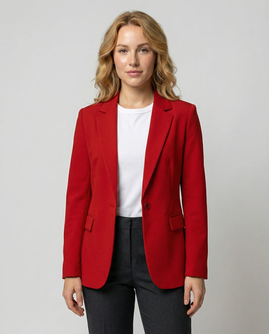 business blazer with tailored professional fit and structured silhouette