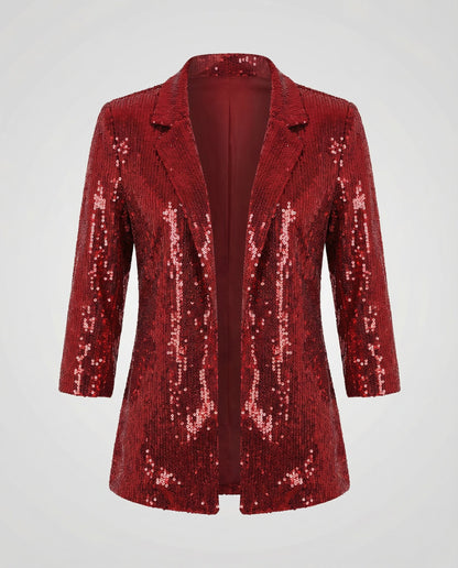 sequin blazer with elegant statement fit and structured silhouette