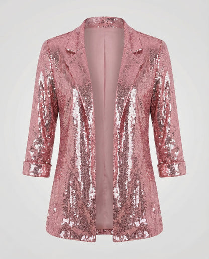 sequin blazer with elegant statement fit and structured silhouette