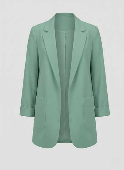 slim-fit blazer with tailored structured design and classic button front