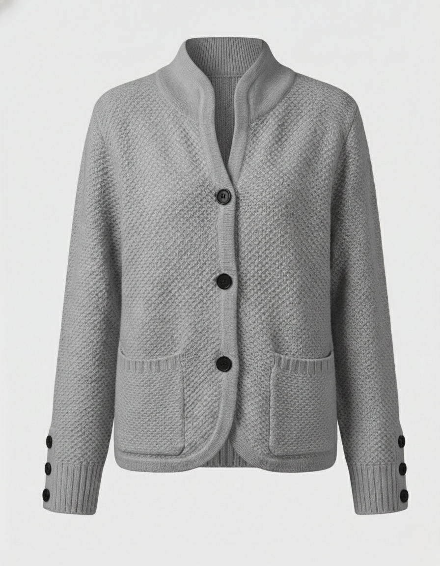 knit cardigan with soft fine-knit texture and button-front design
