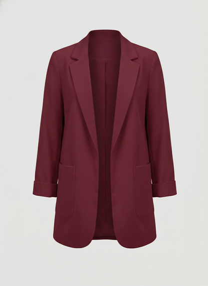 slim-fit blazer with tailored structured design and classic button front