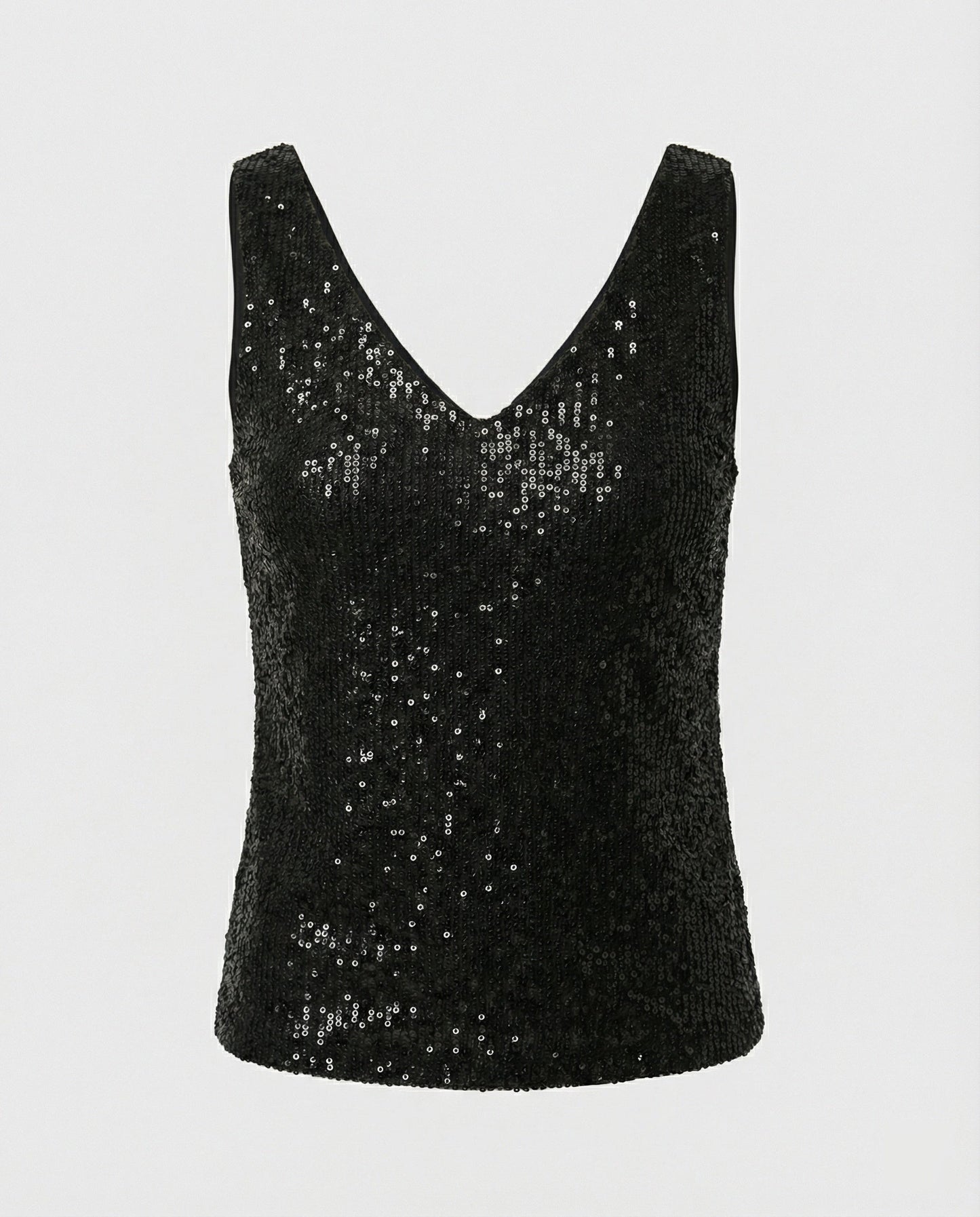 Ladies Glittering Top with V-Neck and Sparkling Sequin Trim Eva