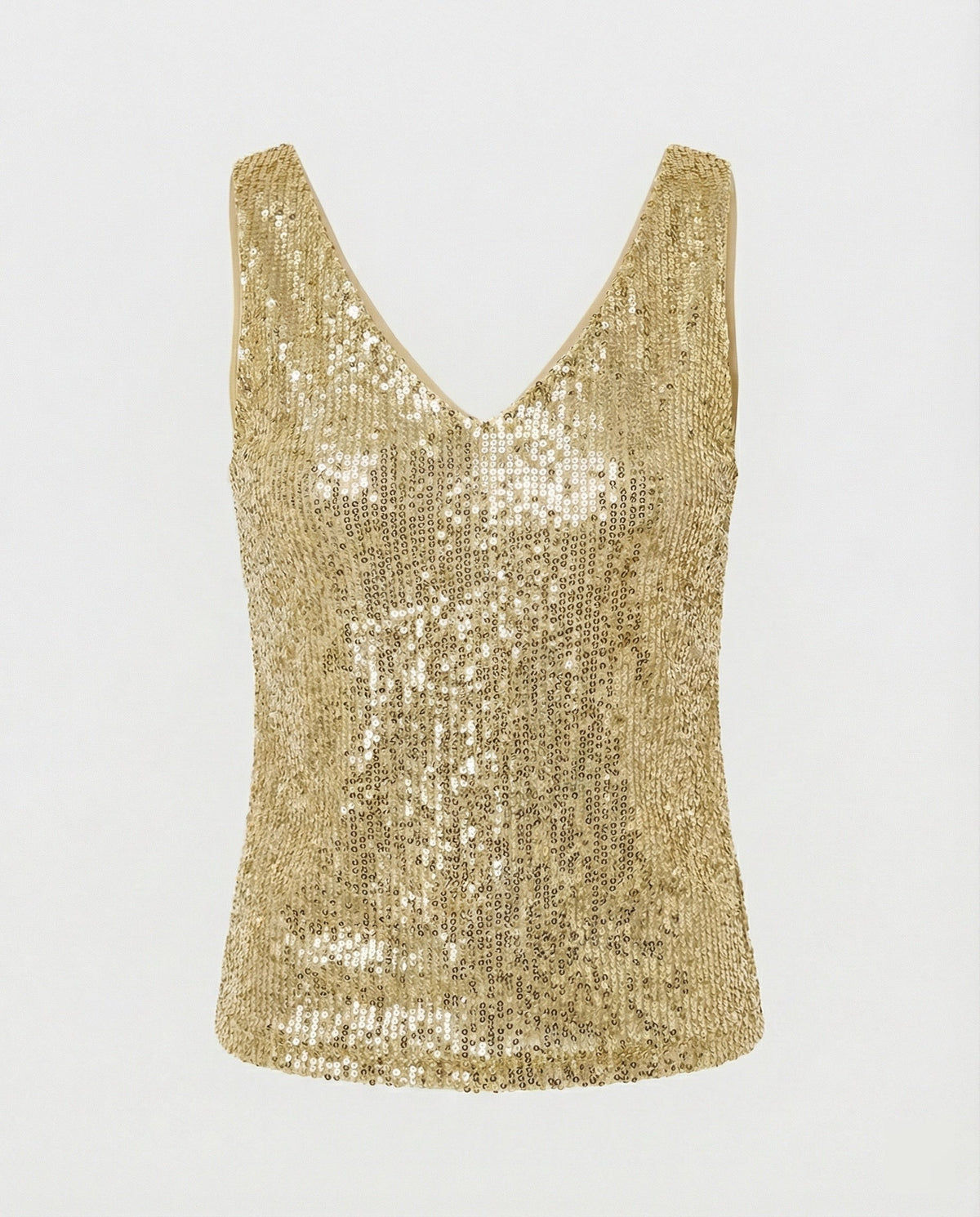 Ladies Glittering Top with V-Neck and Sparkling Sequin Trim Eva