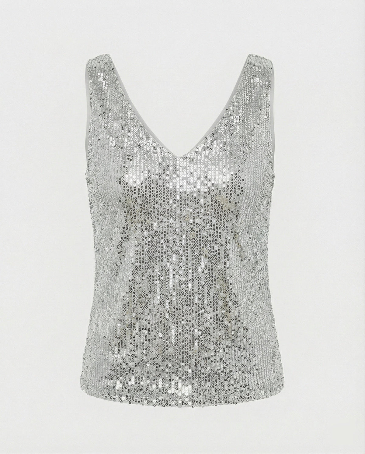Ladies Glittering Top with V-Neck and Sparkling Sequin Trim Eva